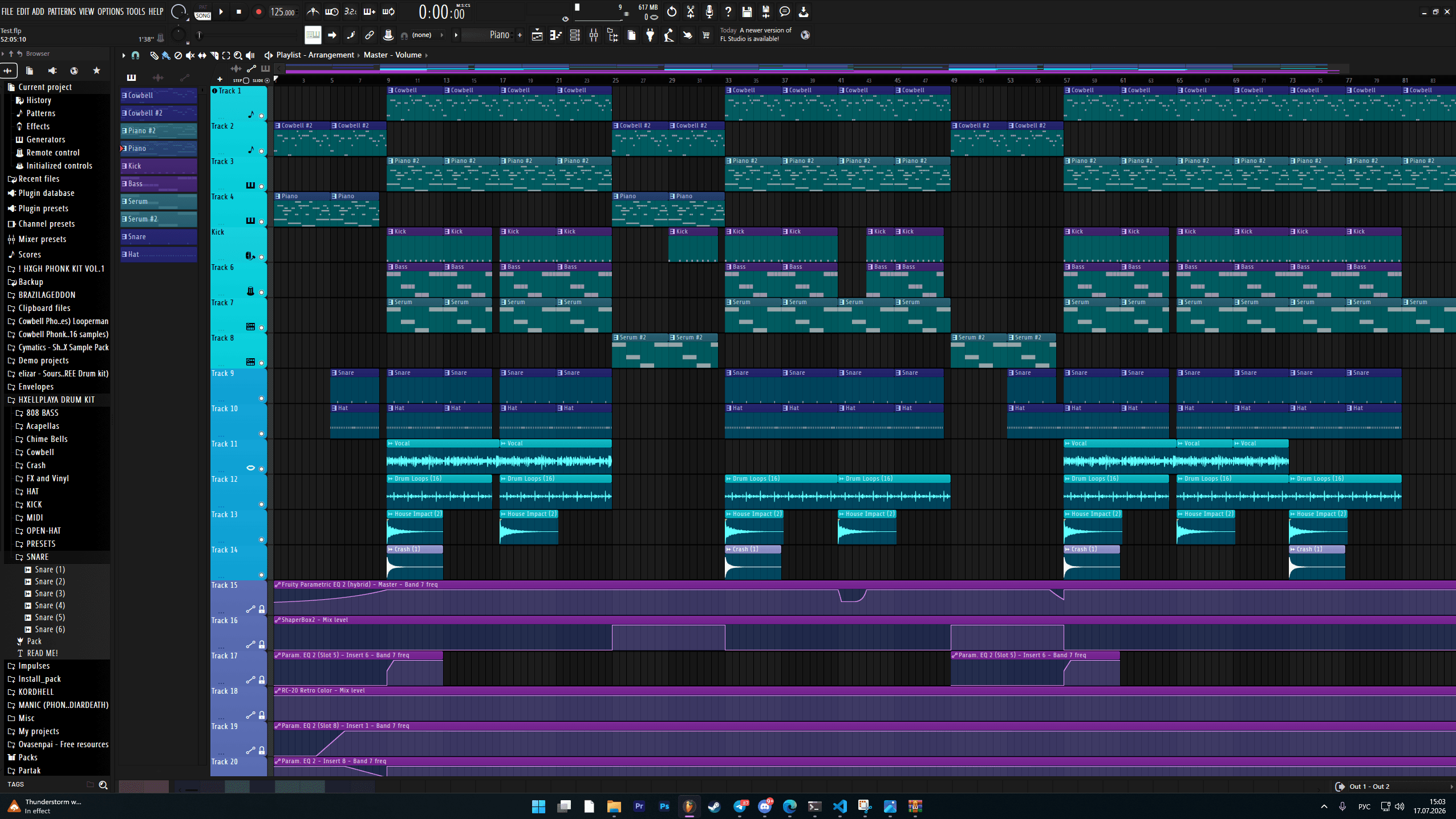 An early Evelasting project opened in FL Studio